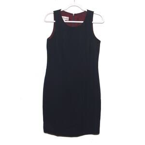 Vintage Valentine Navy Blue Sleeveless Sheath Dress Size 6 Herringbone